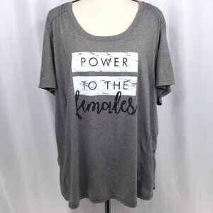Terra & Sky Graphic Print Tee Womens Plus Size 3X 24W-26W Gray Short Sleeve